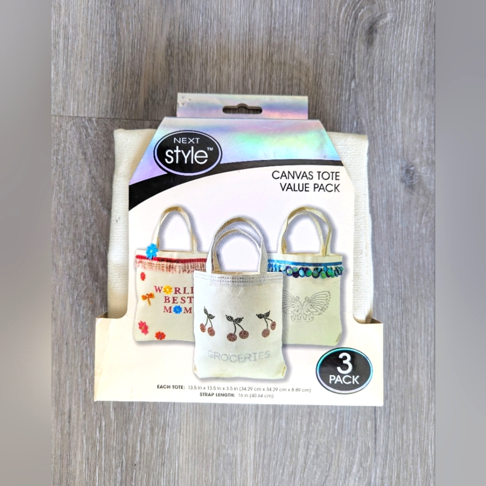 Canvas Tote Bags 3 Pack